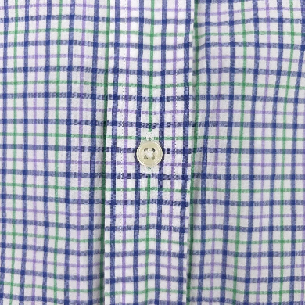 Ralph Lauren Shirt Mens Large Blue Green Check Long Sleeve Button Down Cotton